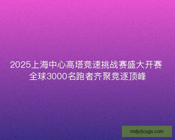 2025上海中心高塔竞速挑战赛盛大开赛 全球3000名跑者齐聚竞逐顶峰