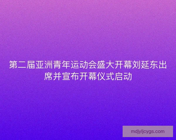第二届亚洲青年运动会盛大开幕刘延东出席并宣布开幕仪式启动